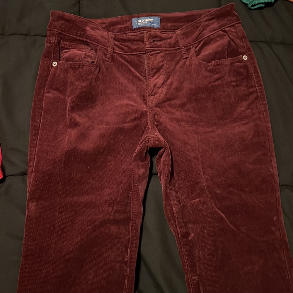 Wine red corduroy skinnies